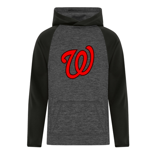ADULT DYNAMIC HEATHER FLEECE TWO TONE HOODIE.